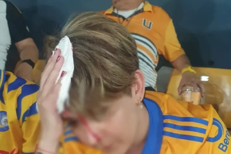 Fan sale descalabrada tras caerle un pedazo del Estadio de Tigres
