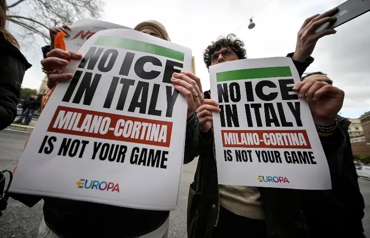 Protestan en Italia por presencia de agentes ICE en Juego Olímpicos (VIDEO)