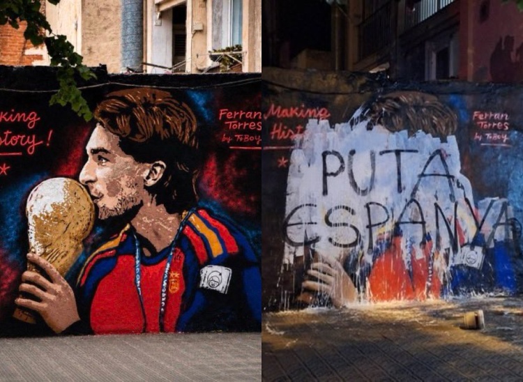 ¡Lamentable! Vandalizan mural de Ferran Torres en España